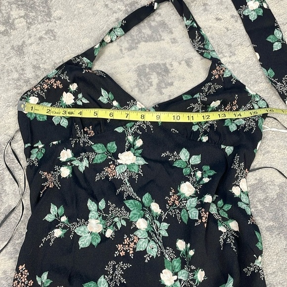 NWT Reformation Evalina Maxi Dress Barbe Floral Two Way Halter Strap Sz 0 - Picture 8 of 16
